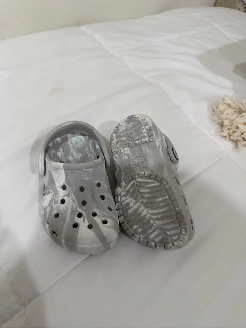 CROCS Kids Gray Marble Slip-On Clogs